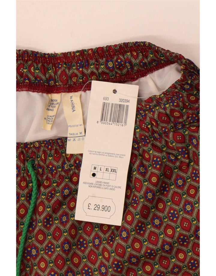 Męskie spodenki kąpielowe w stylu vintage, średniobrązowy, geometryczny poliester