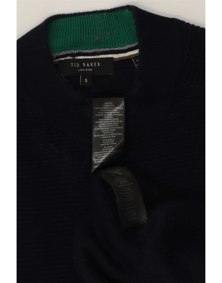 Ted Baker Męski sweter z golfem, rozmiar 3, średni granatowy, bawełniany