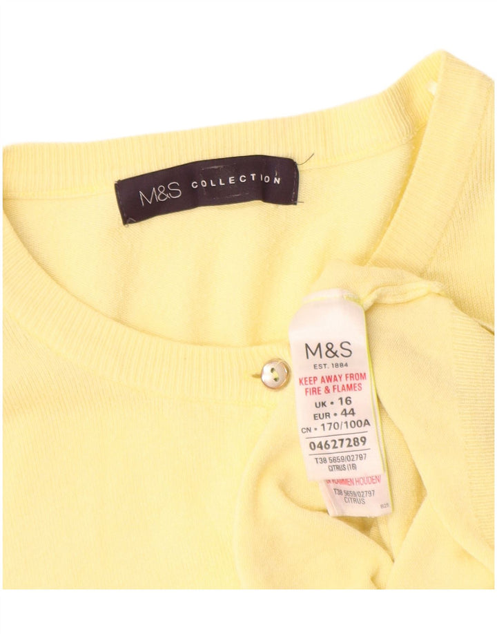 Marks & Spencer Damski sweter rozpinany UK 16, duży, żółty, wiskoza