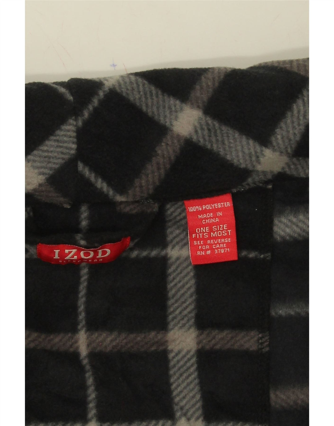 IZOD Mens Fleece Overcoat One Size Black Check Polyester Vintage Izod and Second-Hand Izod from Messina Hembry 