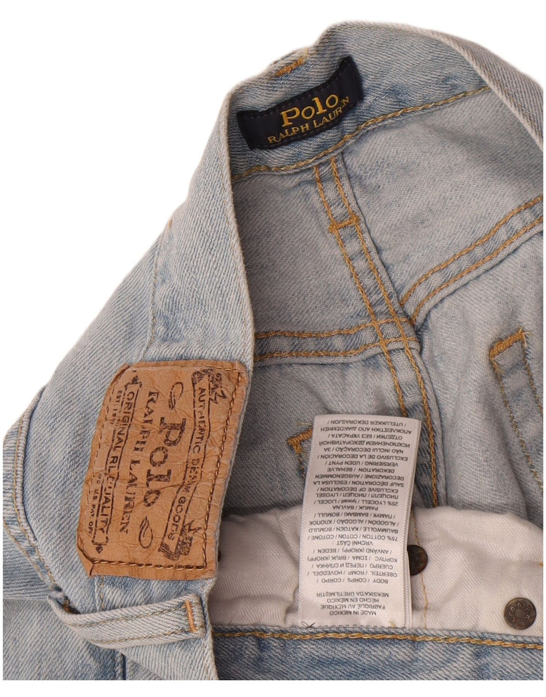 POLO RALPH LAUREN Damskie proste dżinsy W26 L26 Niebieska patchworkowa bawełna