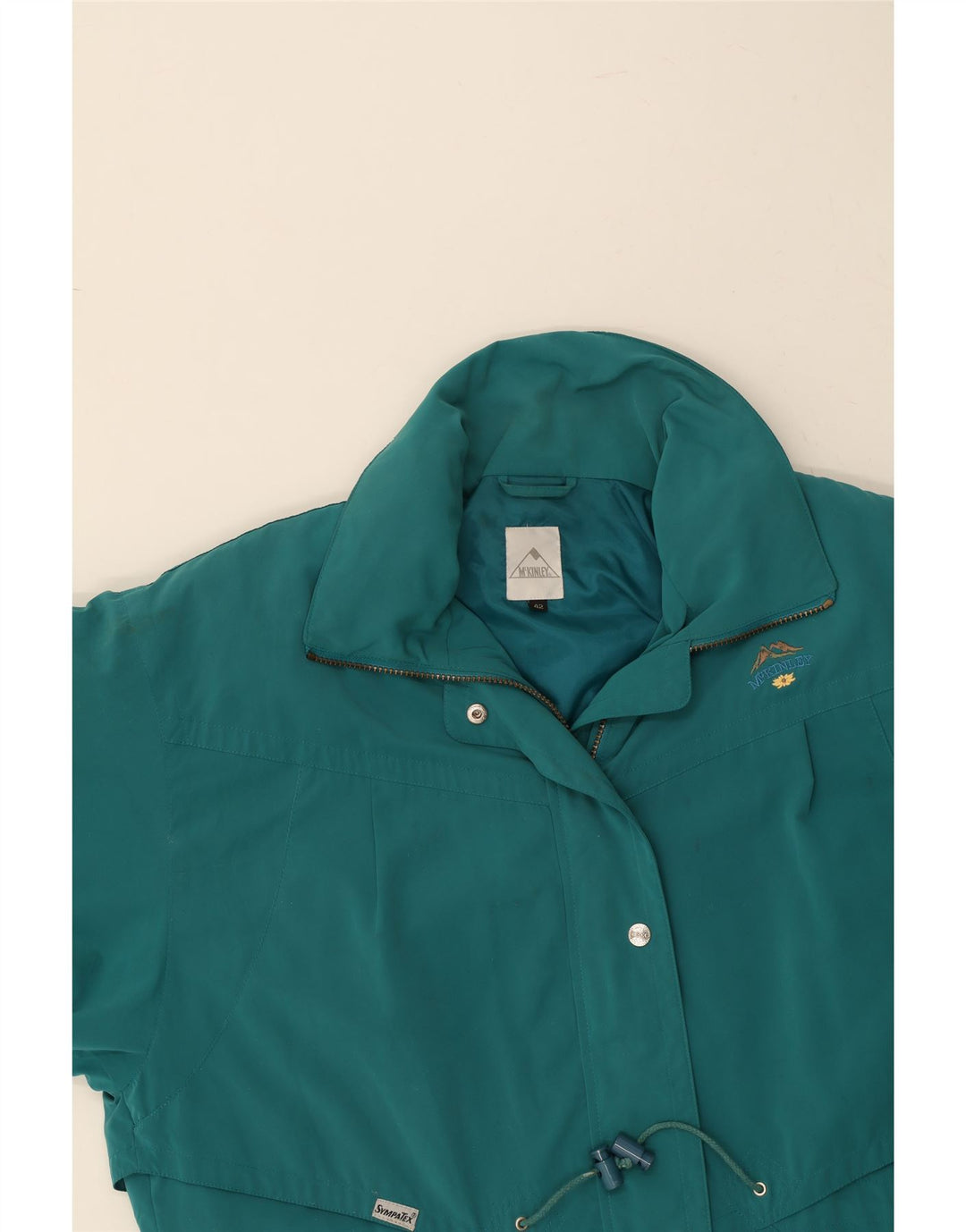 MC KINLEY Womens Trench Coat EU 42 Large Turquoise Polyester Vintage MC Kinley and Second-Hand MC Kinley from Messina Hembry 