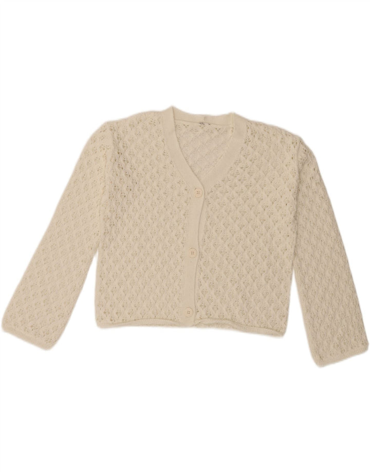 VINTAGE Womens Crop Cardigan Sweater UK 12 Medium White Vintage Vintage and Second-Hand Vintage from Messina Hembry 