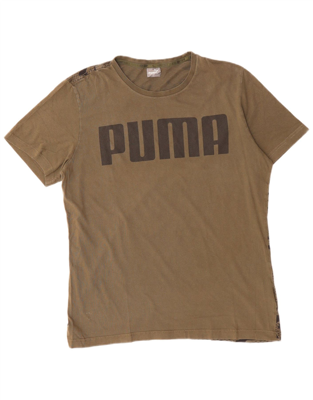 Męski T-shirt z grafiką PUMA, duży, bawełniany kamuflaż khaki