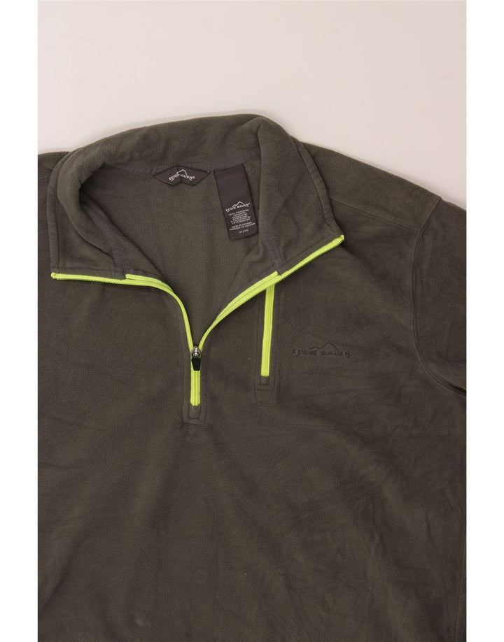 EDDIE BAUER Mens Zip Neck Fleece Jumper XL Khaki Polyester Vintage Eddie Bauer and Second-Hand Eddie Bauer from Messina Hembry 