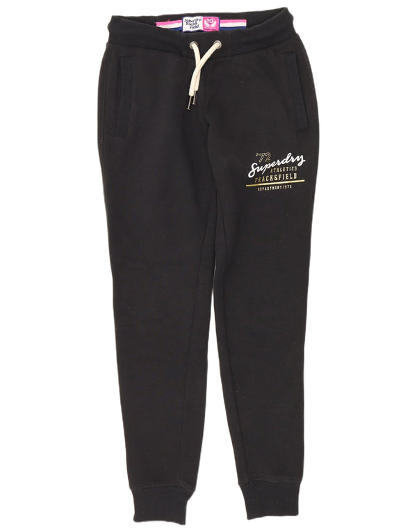 Damskie spodnie dresowe Superdry Graphic Joggers UK 10 Small, czarne, bawełniane