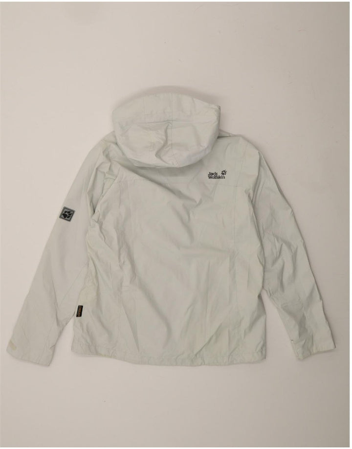 JACK WOLFSKIN Womens Hooded Rain Jacket UK 16 Large White Polyamide Vintage Jack Wolfskin and Second-Hand Jack Wolfskin from Messina Hembry 