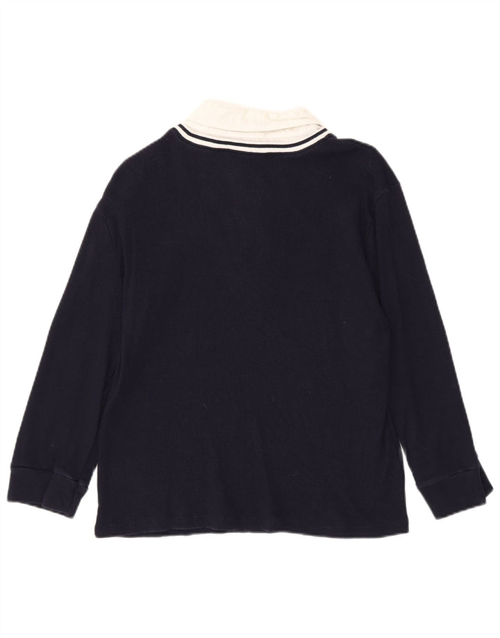 RALPH LAUREN Damski top z rękawem 3/4, UK 18 XL, granatowy, bawełniany z blokami kolorów