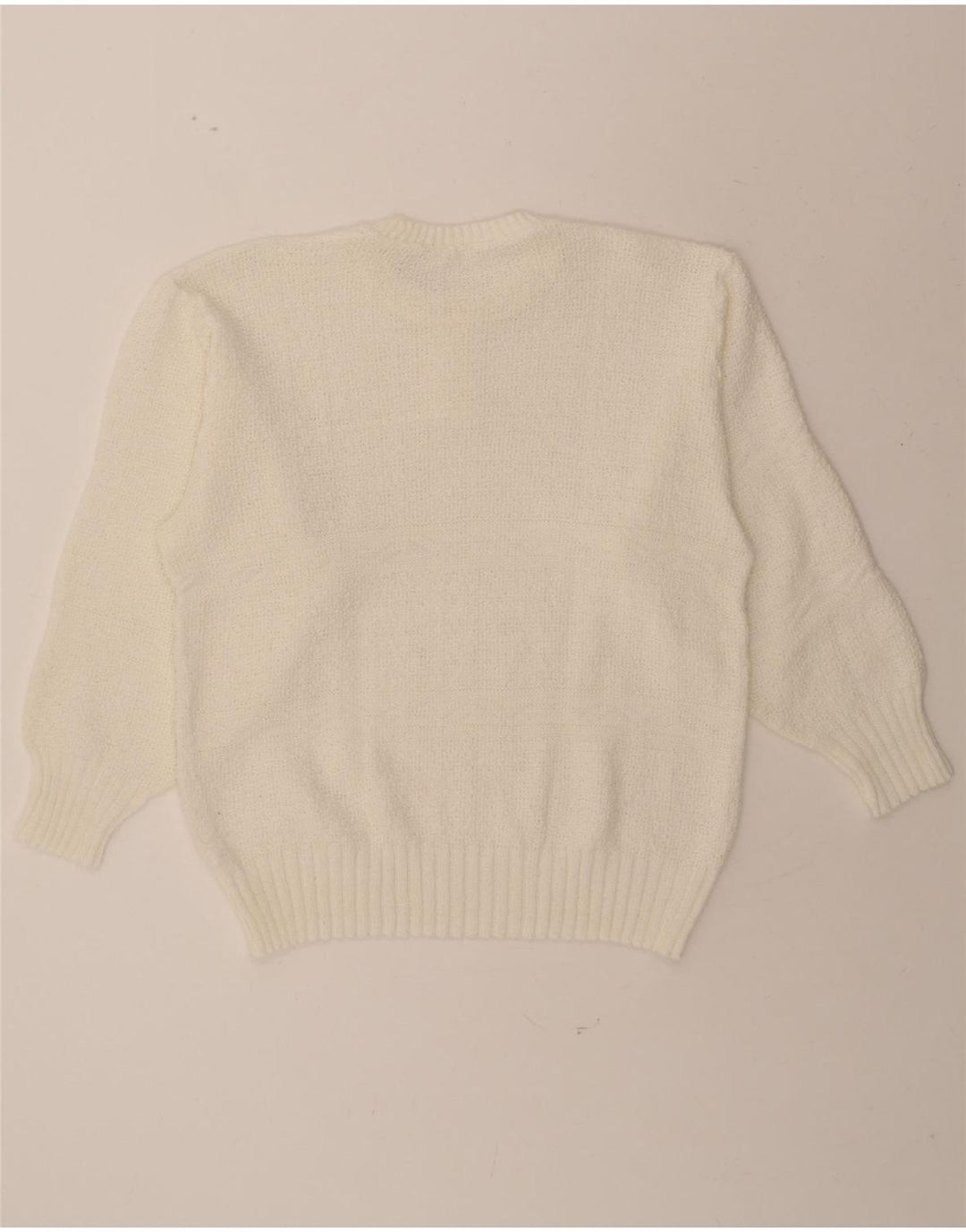 VINTAGE Womens Crew Neck Jumper Sweater UK 16 Large White Vintage Vintage and Second-Hand Vintage from Messina Hembry 