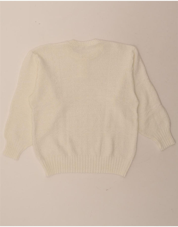 VINTAGE Womens Crew Neck Jumper Sweater UK 16 Large White Vintage Vintage and Second-Hand Vintage from Messina Hembry 