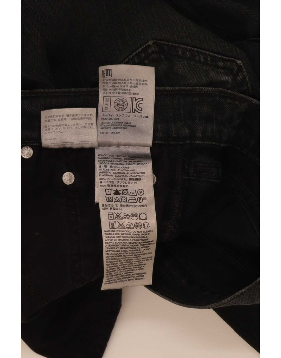 Męskie jeansy slim fit Levi's W30 L30 Czarna bawełna