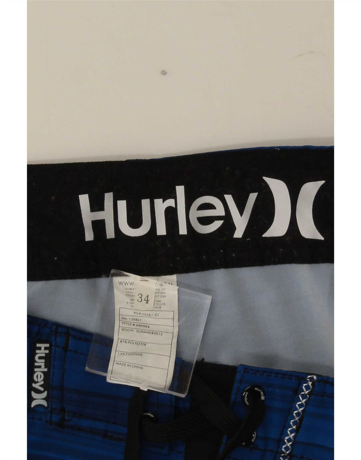 Męskie spodenki kąpielowe Hurley, duże, niebieskie, poliestrowe paski
