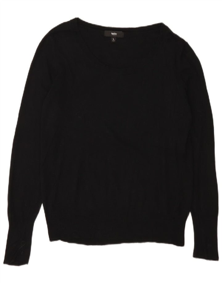 Damski sweter MOSSIMO z dekoltem w łódkę UK 14, duży, czarny nylon