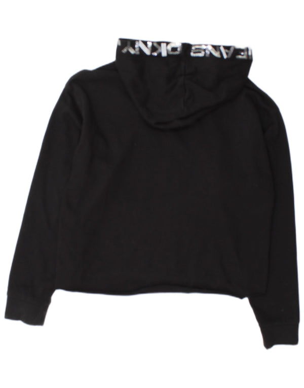 Damska bluza z kapturem Dkny Crop Graphic UK 14, średnia czarna bawełna