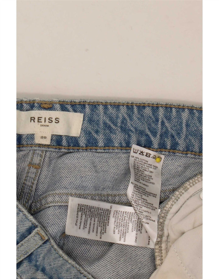 Damskie jeansy Reiss w trudnej sytuacji, przycięte W29 L26, niebieska bawełna