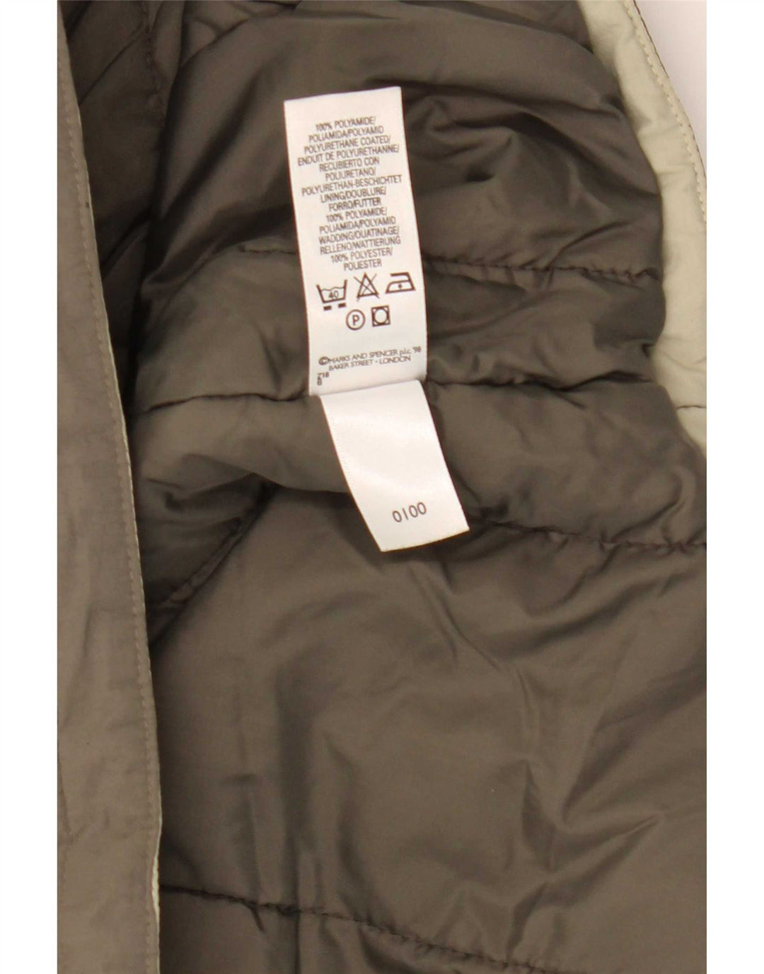 Marks & Spencer Męska wyściełana kamizelka UK 42 XL Khaki, poliamid