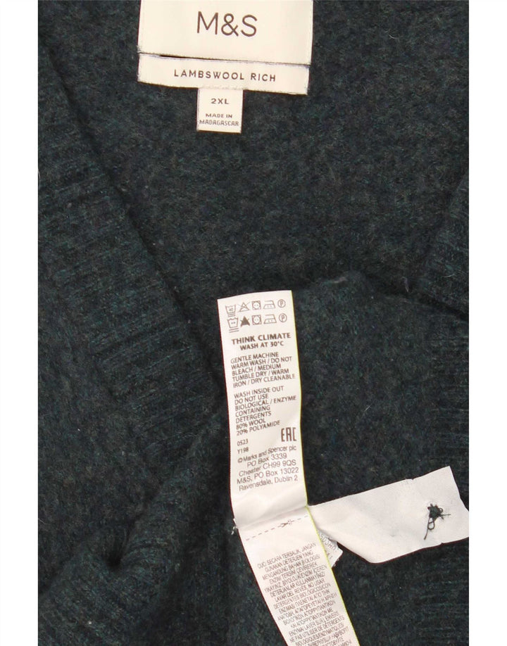 Marks & Spencer Męski sweter kardigan 2XL Niebieska wełna