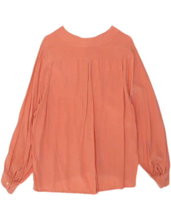 Vintage Womens Long Sleeve Blouse Top UK 18 XL Pink Silk