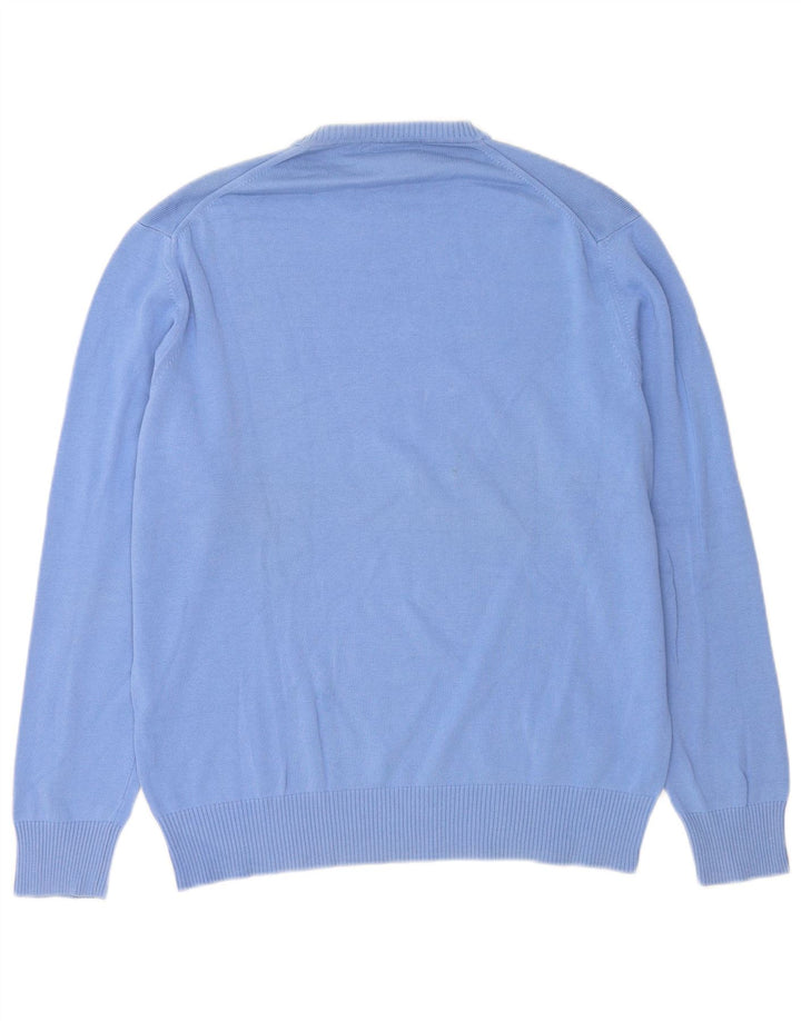 Męski sweter z okrągłym dekoltem Zara XL, niebieski, bawełniany