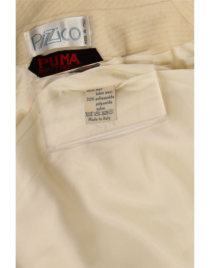 Vintage damska marynarka zapinana na 1 guzik UK 18 XL beżowa wełna