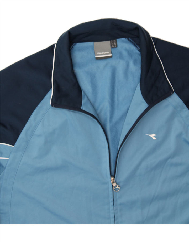 DIADORA Mens Tracksuit Top Jacket UK 48 2XL Blue Colourblock Polyester Vintage Diadora and Second-Hand Diadora from Messina Hembry 