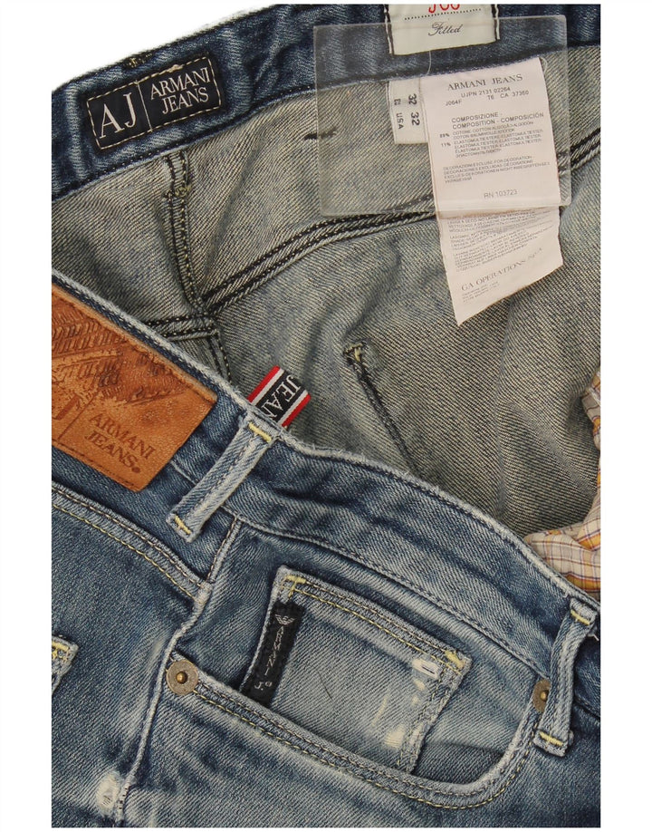 Damskie jeansy Armani Fitted Distressed Slim W32 L32 Niebieskie bawełniane