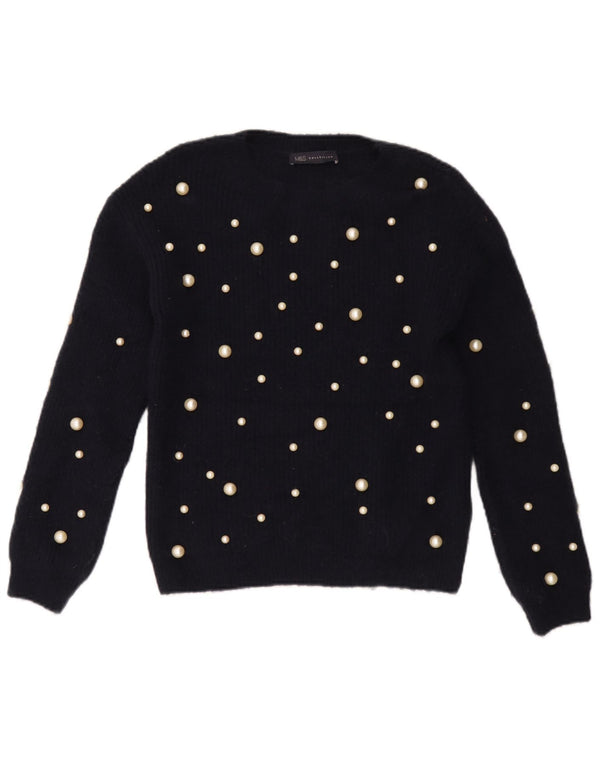 Marks & Spencer Damski sweter z dekoltem w łódkę, UK 8, mały, granatowy