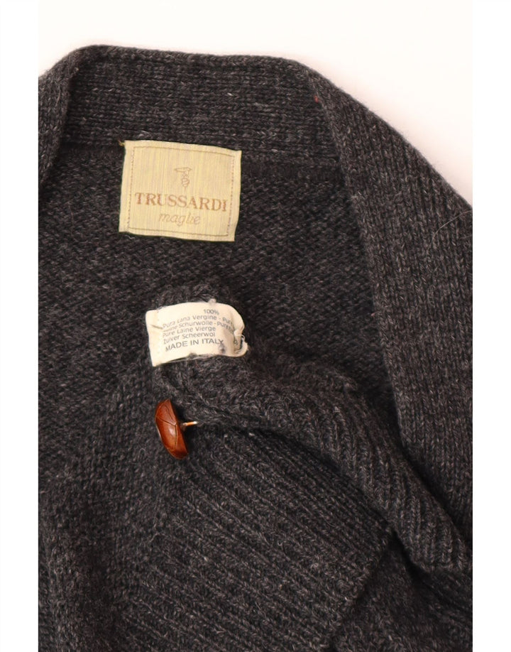 Męski sweter rozpinany Trussardi, duży, szary, wełniany