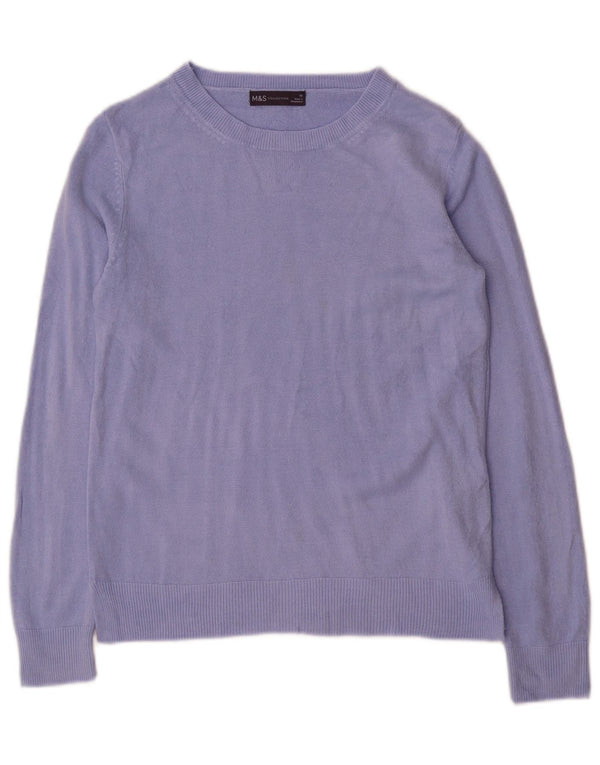 Marks & Spencer Damski sweter z dekoltem w łódkę UK 10 Mały fioletowy akryl
