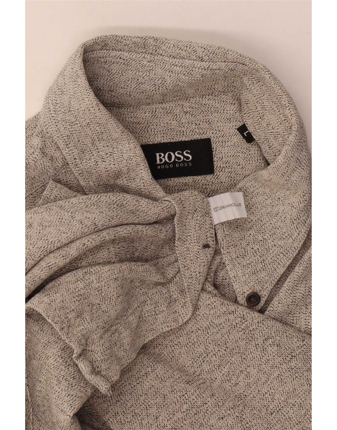 Męska koszula flanelowa Hugo Boss, duża, szara, bawełniana w plamki