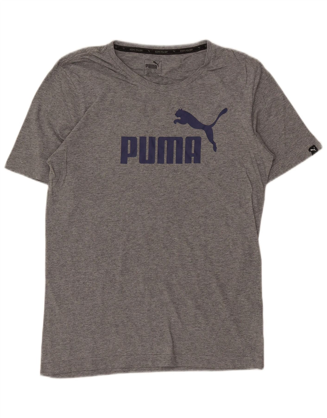 Męska koszulka z grafiką Puma, mała, szara, nakrapiana bawełna