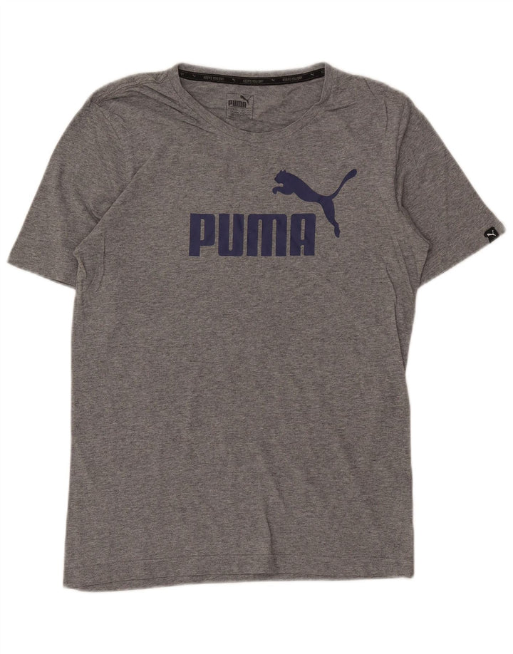 Męska koszulka z grafiką Puma, mała, szara, nakrapiana bawełna