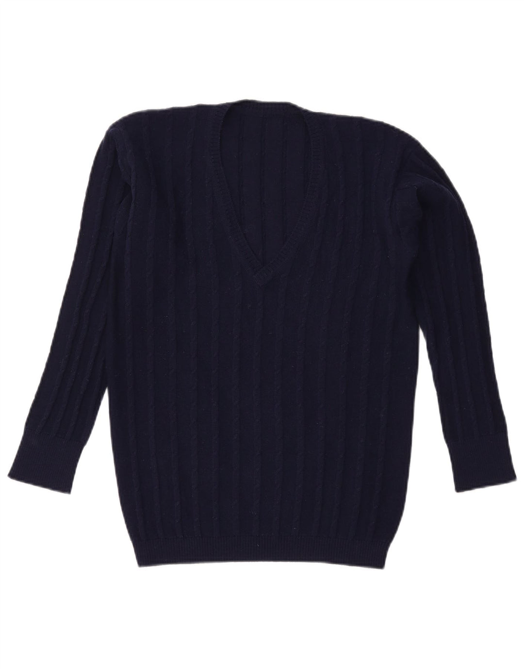 Sweter damski VINTAGE z dekoltem w kształcie litery V, UK 16, duży, granatowy