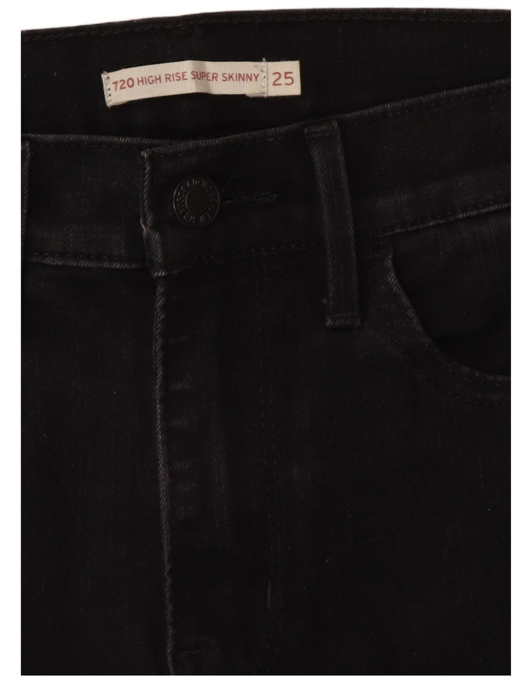 Damskie jeansy LEVI'S 720 z wysokim stanem, bardzo obcisłe W25 L30, czarna bawełna