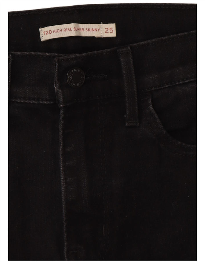 Damskie jeansy LEVI'S 720 z wysokim stanem, bardzo obcisłe W25 L30, czarna bawełna