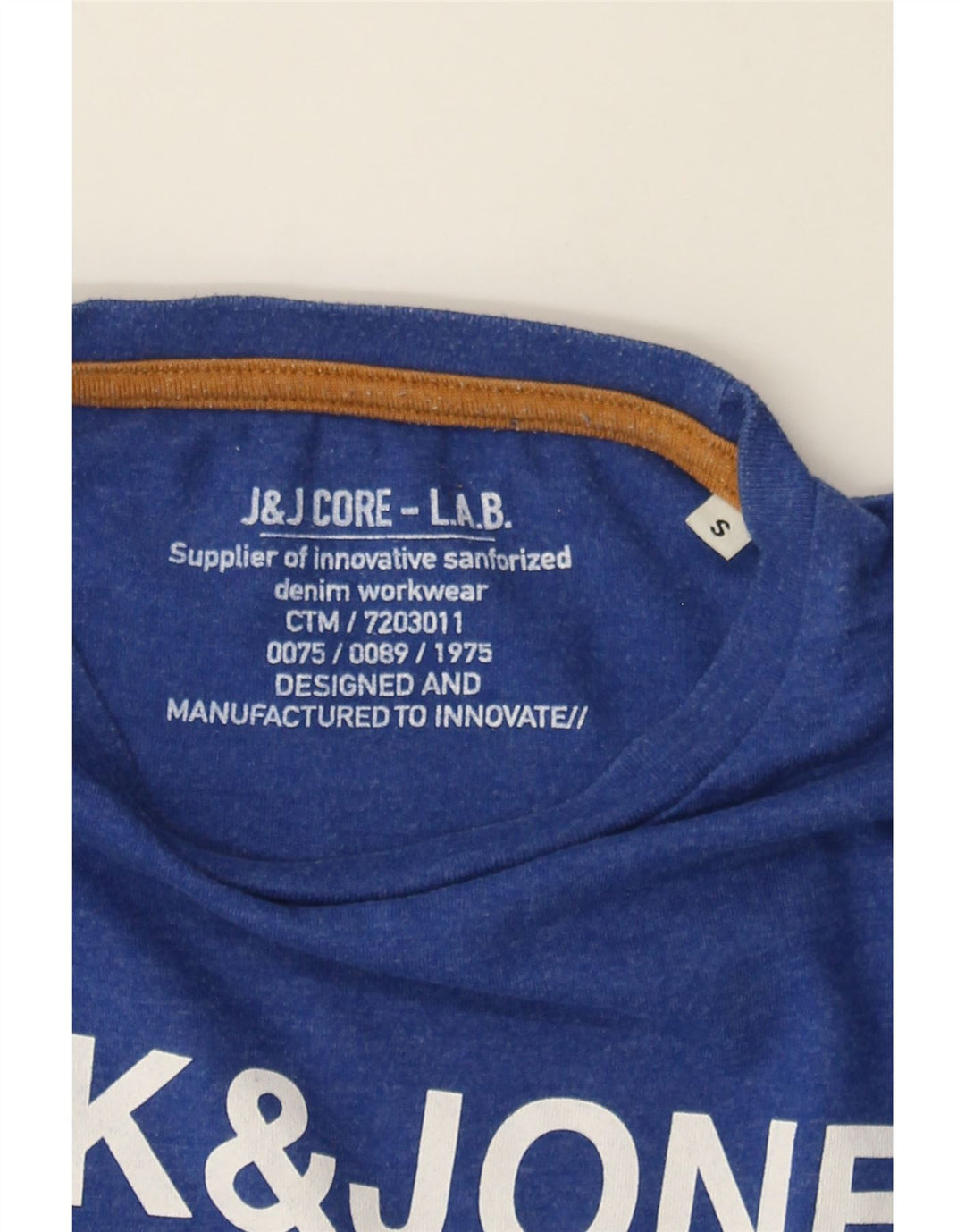 JACK & JONES Mens Graphic Top Long Sleeve Small Blue Vintage Jack & Jones and Second-Hand Jack & Jones from Messina Hembry 
