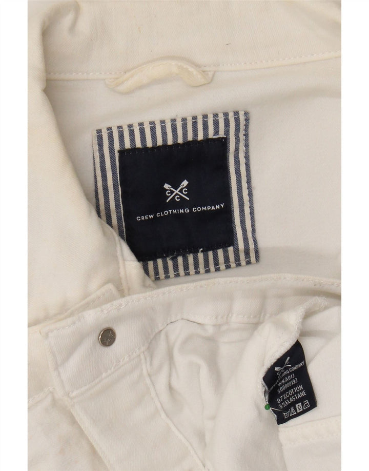 CREW CLOTHING Damska kurtka dżinsowa UK 14, średnia biała bawełna