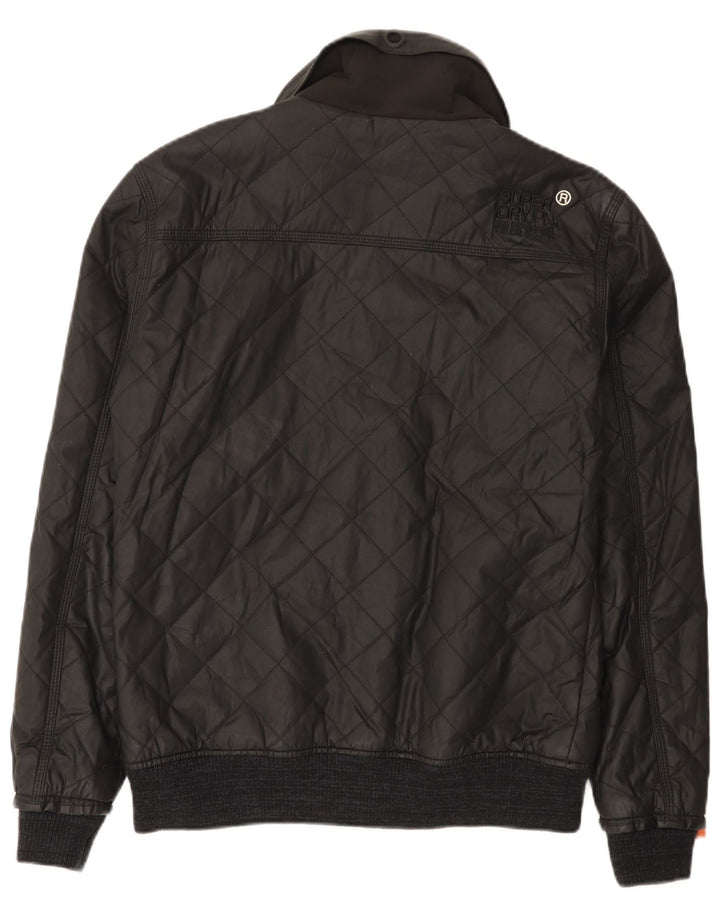 Męska pikowana kurtka bomber Superdry UK 40, duża, czarna nylonowa