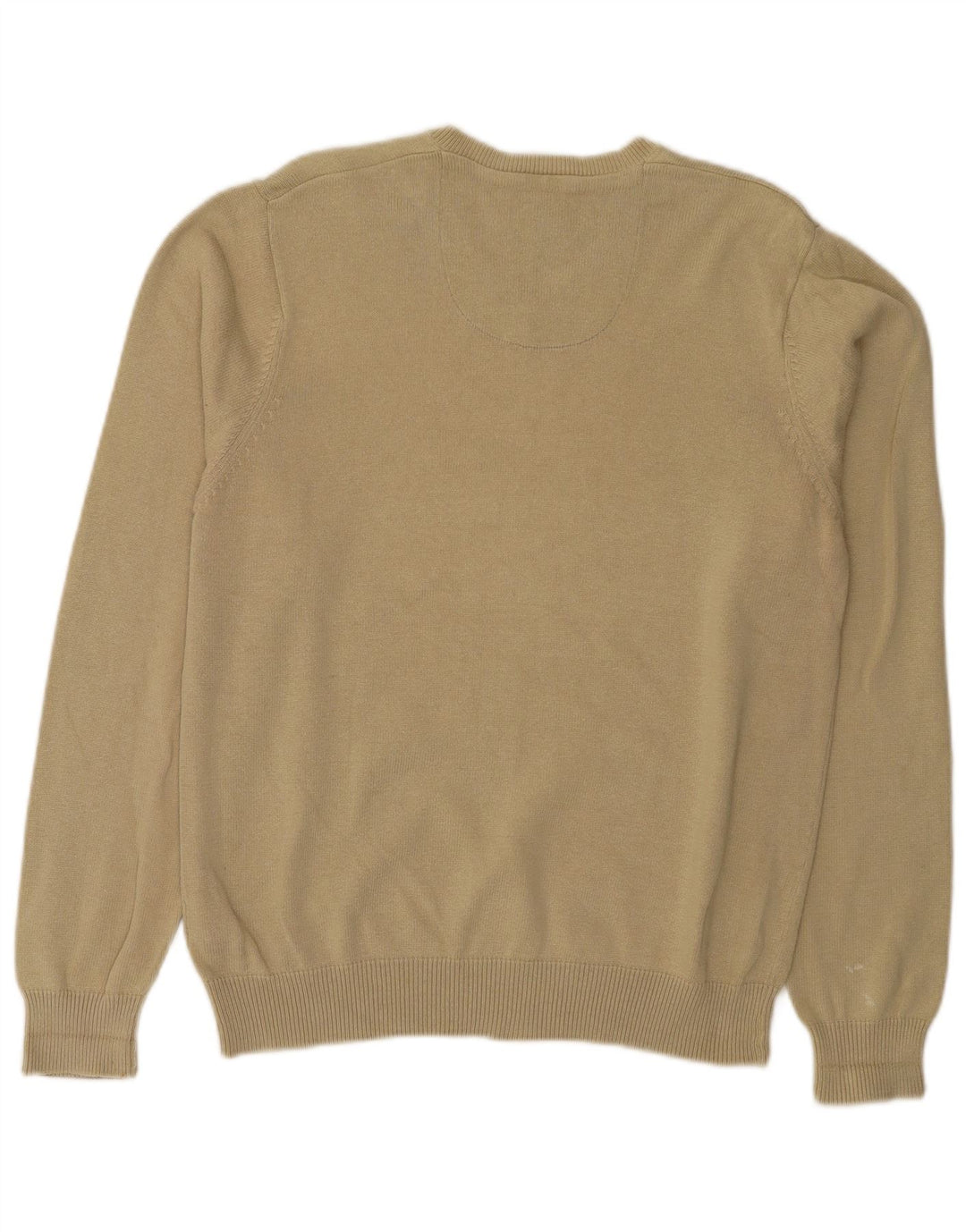 Męski sweter Marks & Spencer Blue Harbor z dekoltem w kształcie litery V, średnio beżowy, bawełniany