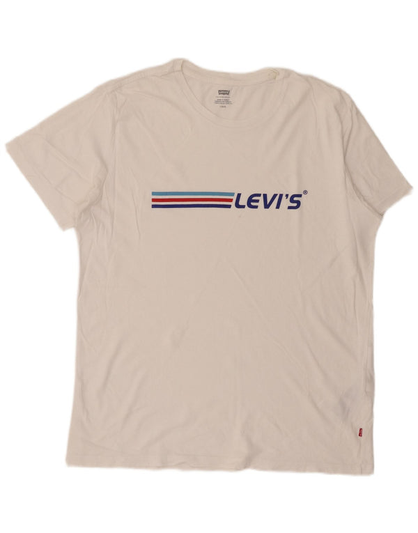 Męski T-shirt z grafiką Levi's, duży, bawełniany w białe paski