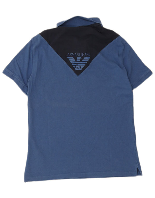 Męska koszulka polo Armani Jeans z grafiką XL, niebieska, z blokami kolorów, bawełniana