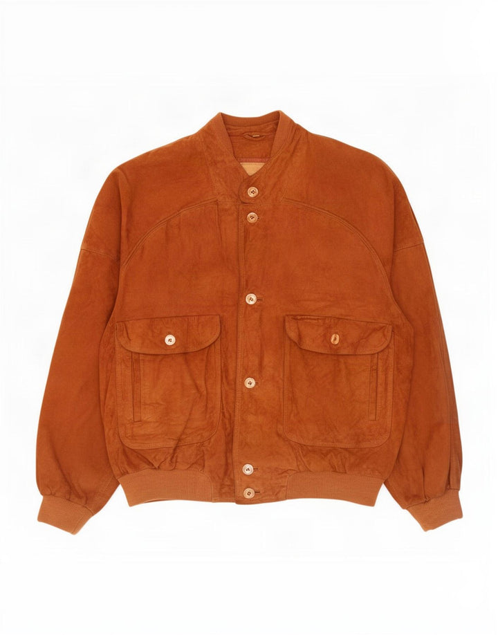Vintage męska zamszowa kurtka bomber IT 56 3XL brązowa skóra