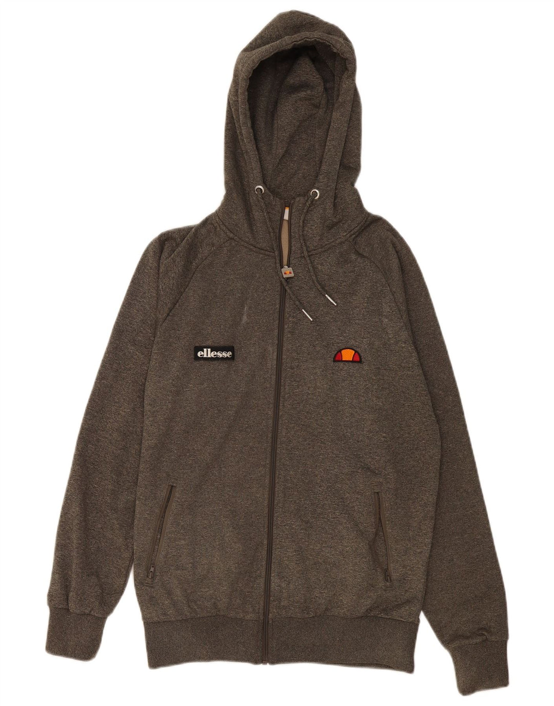 Męski sweter z kapturem i zamkiem błyskawicznym Ellesse, średni khaki, poliester