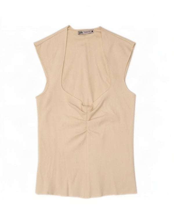 Damski krótki top Zara UK 8 Small White Wiskoza