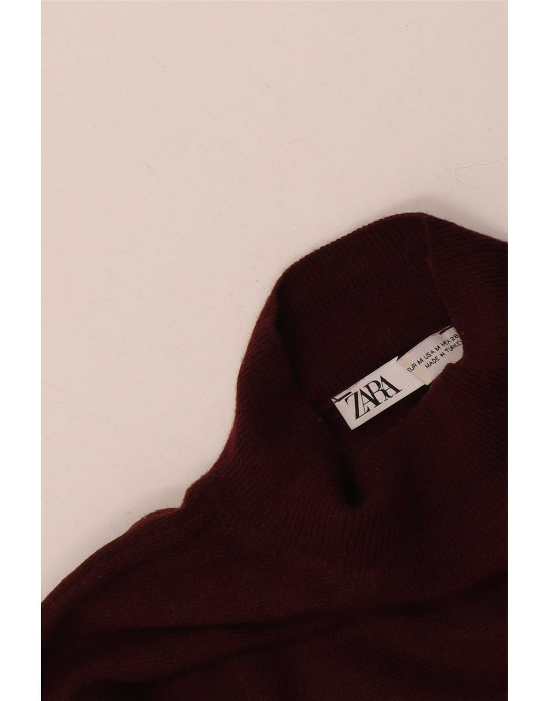 Damski sweter oversize z golfem Zara UK 14, średni burgund