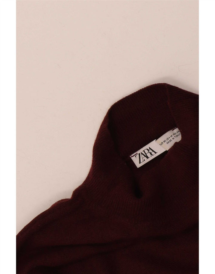 Damski sweter oversize z golfem Zara UK 14, średni burgund