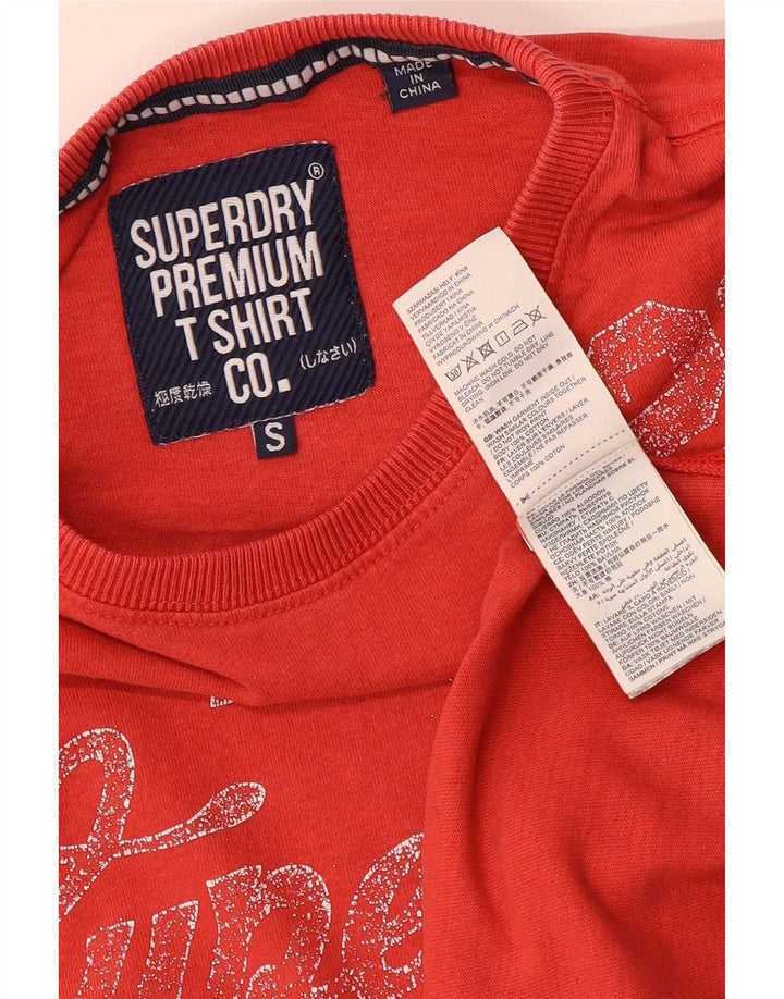 Męski T-shirt z grafiką Superdry, mały, czerwony, bawełniany