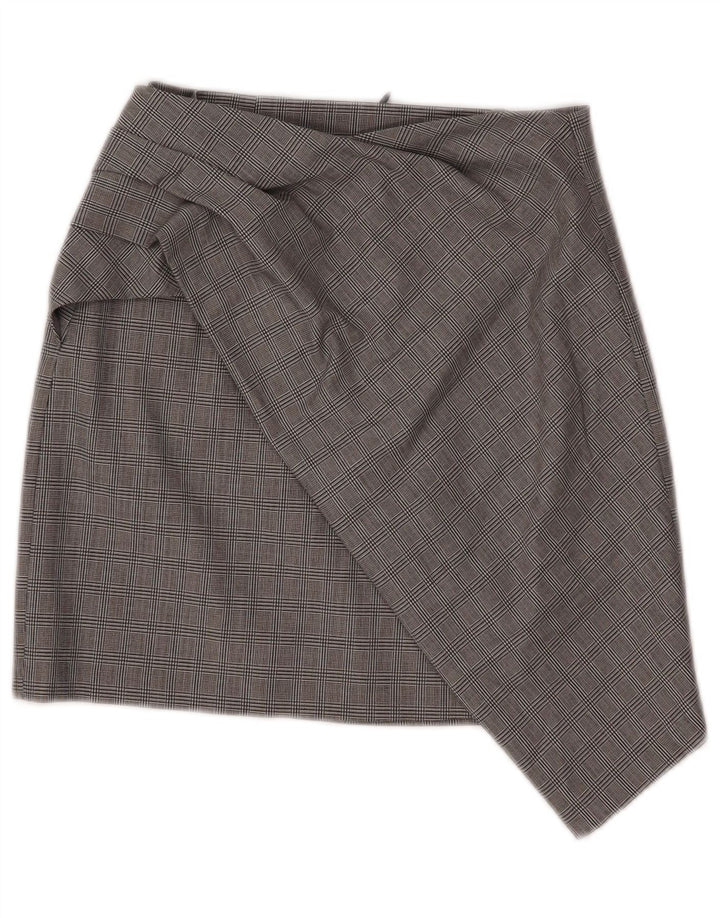 Damska mini asymetryczna spódnica Zara XS W26 Szara kratka z poliamidu