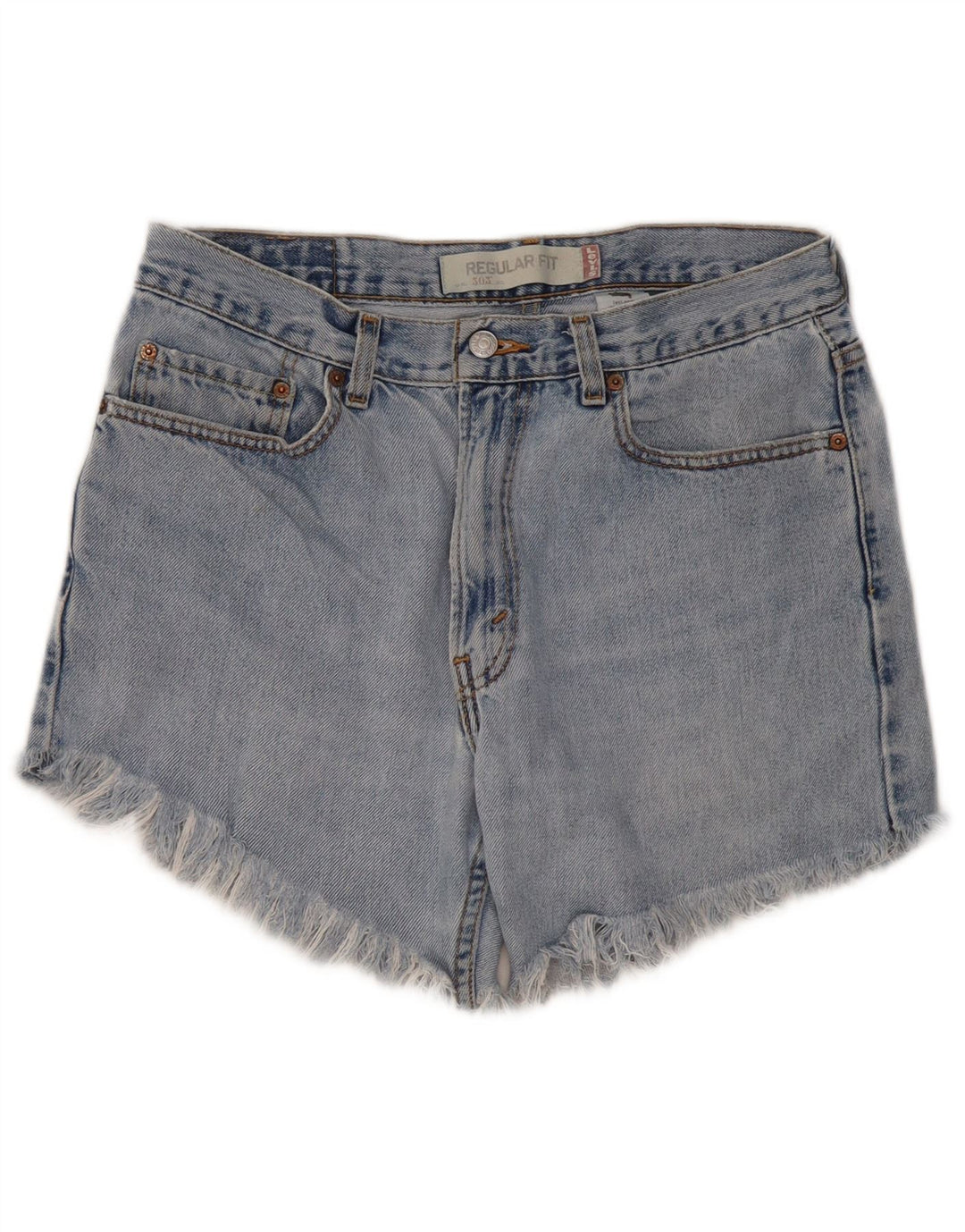 Damskie spodenki jeansowe Levi's 505 z wysokim stanem i regularnym krojem W33, średni niebieski