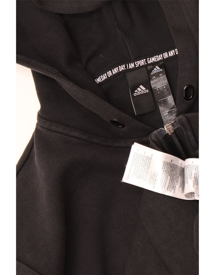 Adidas Męski sweter z kapturem i zamkiem błyskawicznym, mały, czarny, bawełniany
